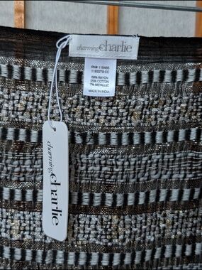 NWT Charming Charlie Metallic Scarf | Black & Bronze Gold | Infinity Shawl